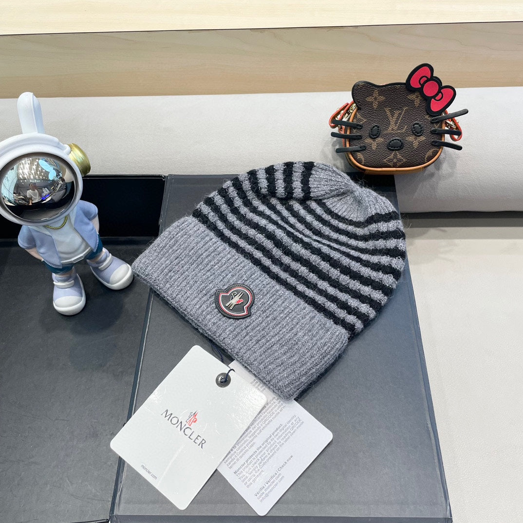 Beanie Hat In Stell Gray Mix Black Cashmere 436732