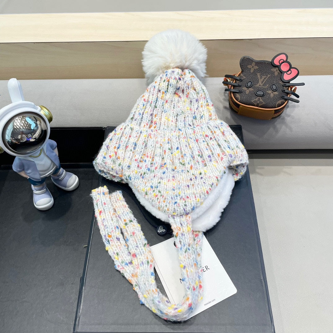 Beanie Hat In White Wool Lined With Fleece 436774