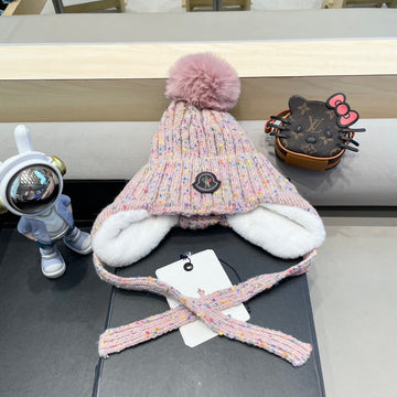 Beanie Hat In Light Pink Wool Lined With Fleece 436776