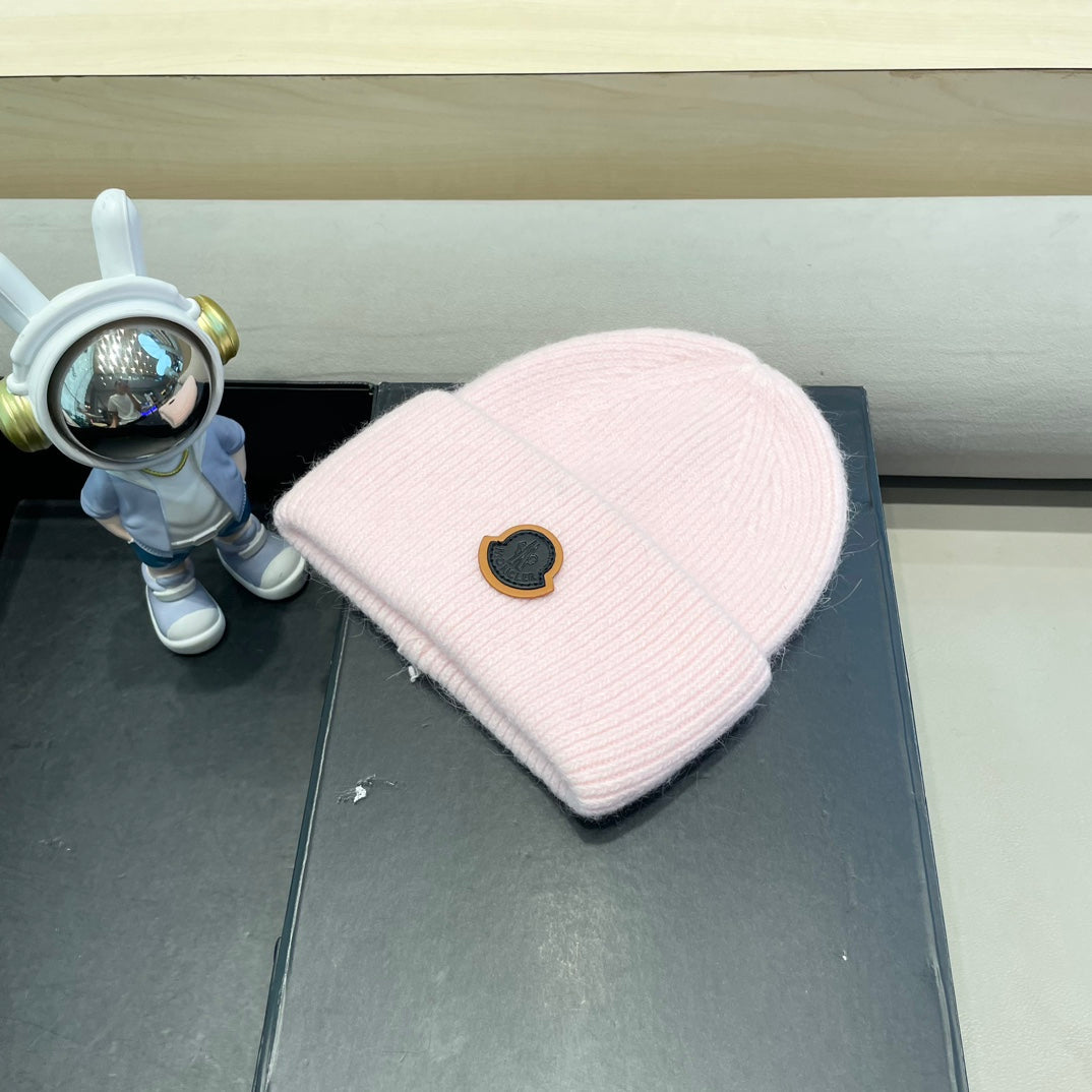 Beanie Hat In Pastel Pink Wool 438125