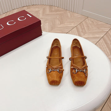 GG Ballet Flat Caramel Suede
