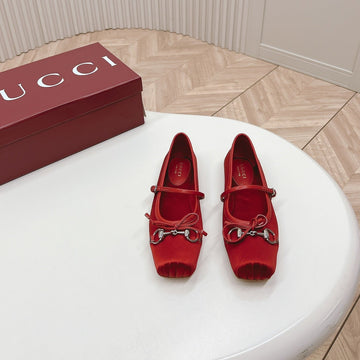 GG Ballet Flat Crimson Silk