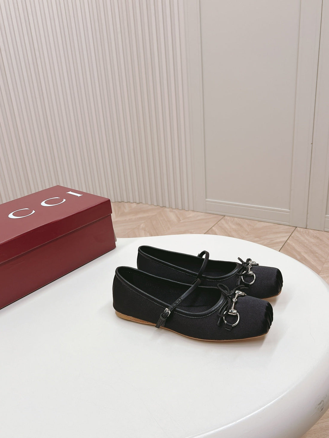 GG Ballet Flat Black Silk