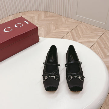 GG Ballet Flat Black Silk