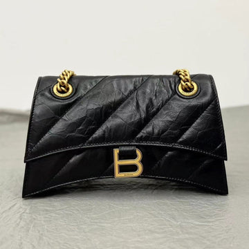 Crush Small Chain Bag 25 In Black Quilted Crushed Calfskin Gold Hardware