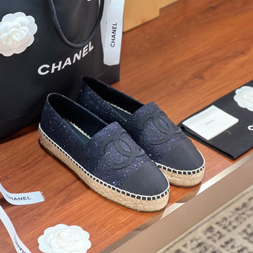 CC Espadrilles Black Glitter Fabric