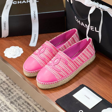 CC Espadrilles Beige Pink Woolen Cloth Pink Lambskin