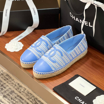 CC Espadrilles Beige Cloud Blue Woolen Cloth Cloud Blue Lambskin