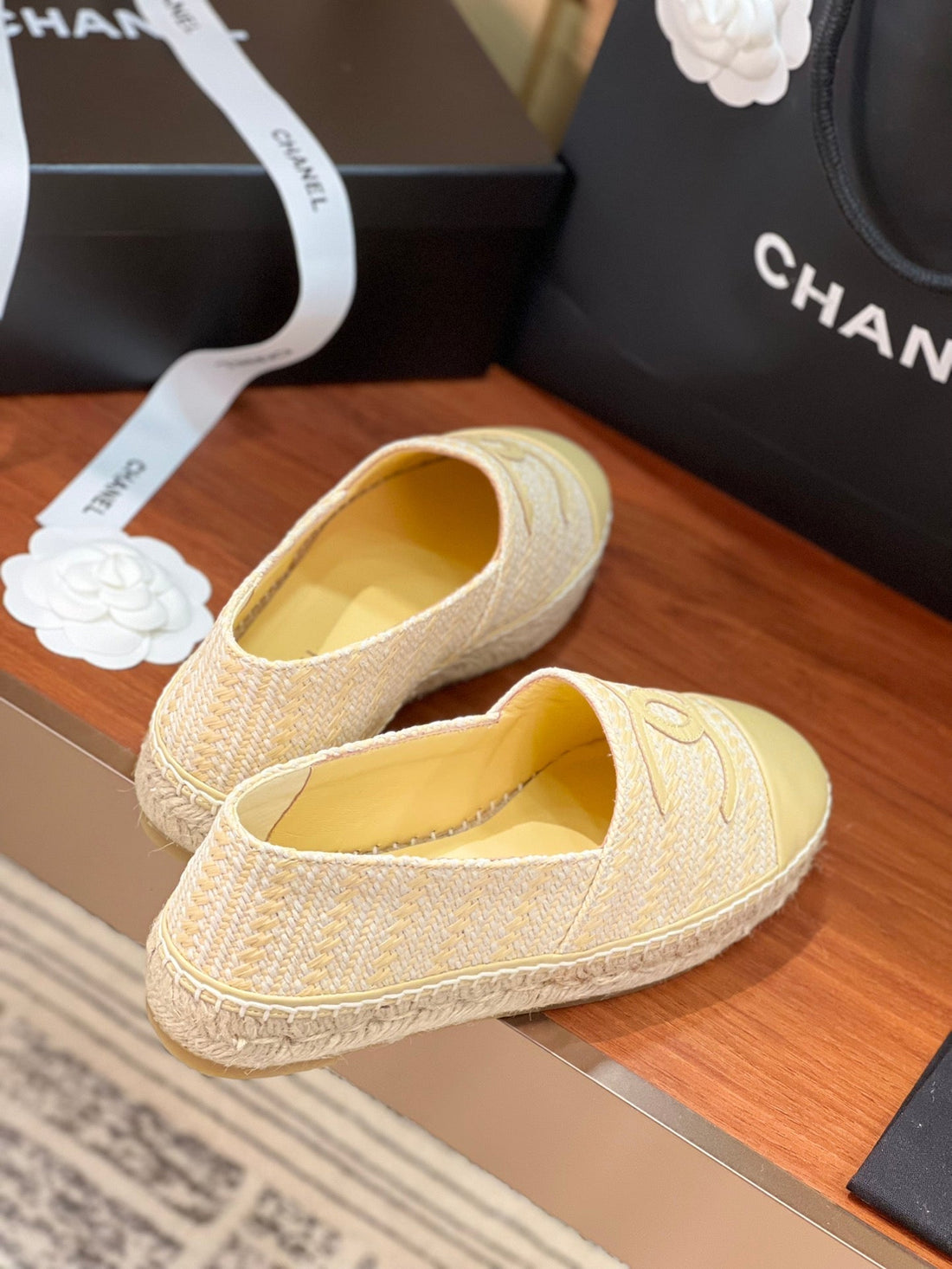 CC Espadrilles Beige White Woolen Cloth Beige Lambskin