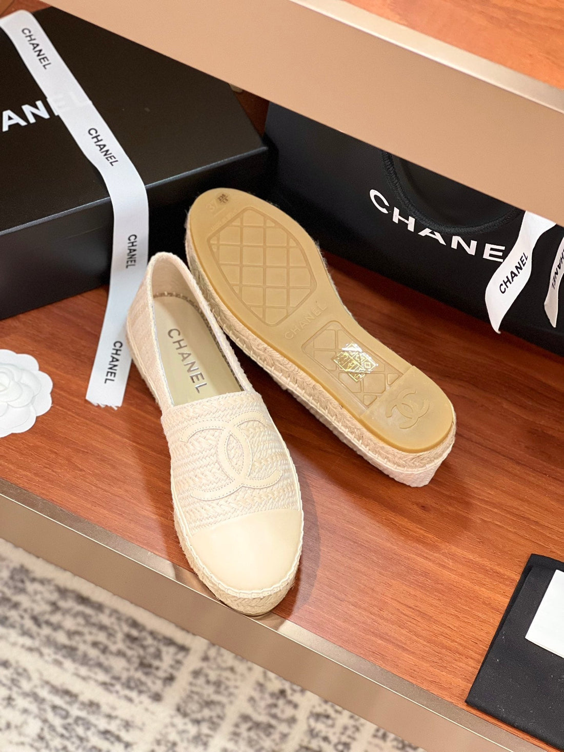 CC Espadrilles Beige Woolen Cloth Beige Lambskin