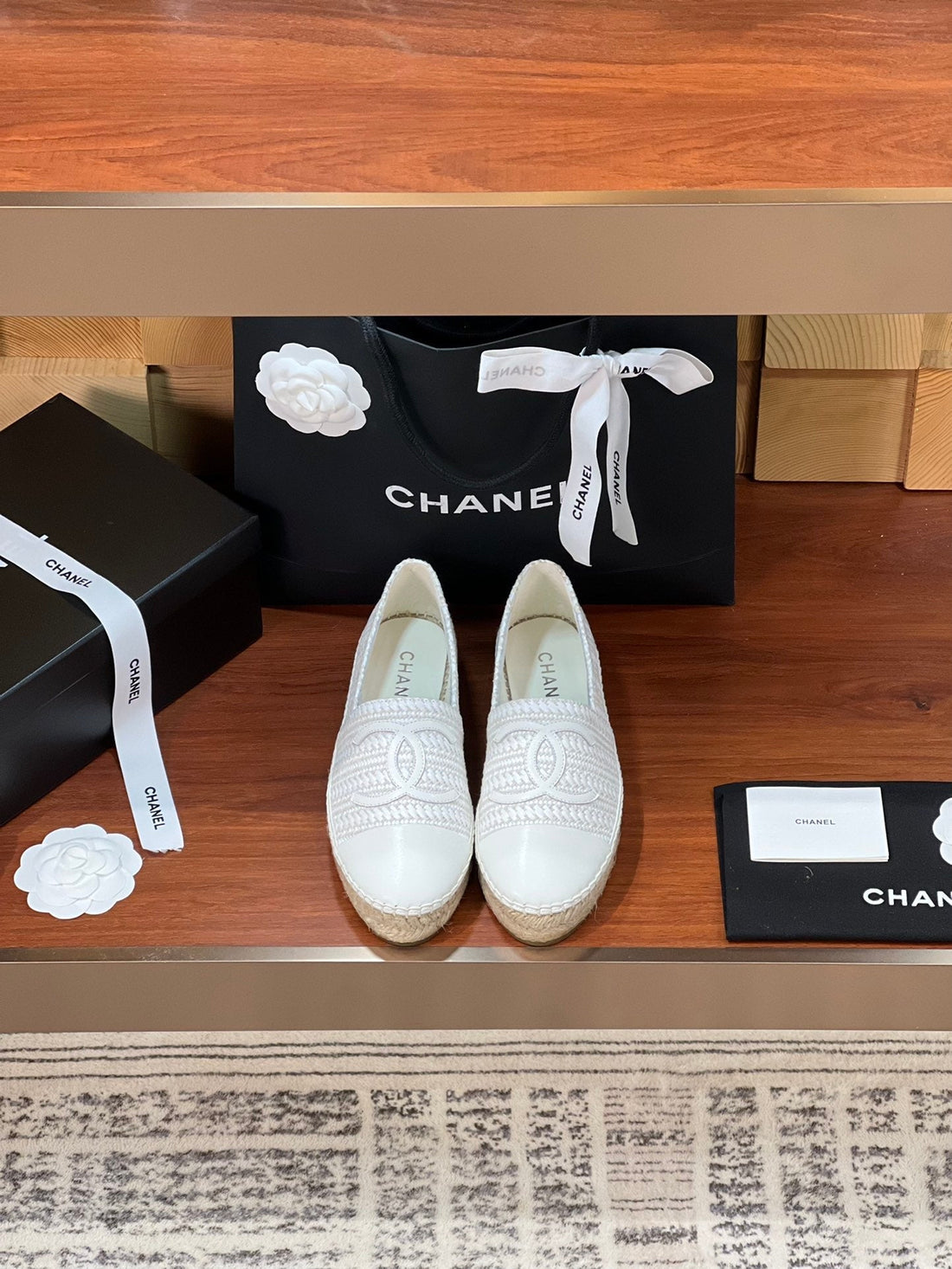 CC Espadrilles White Woolen Cloth White Lambskin