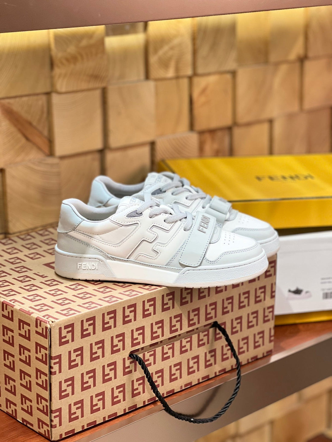 Fendi Match In White Mix Light Grey Calfskin