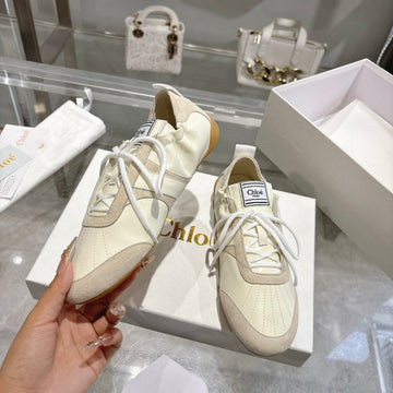 Chloé Ballet Flat Casual Shoes Cream Cowhide 518815