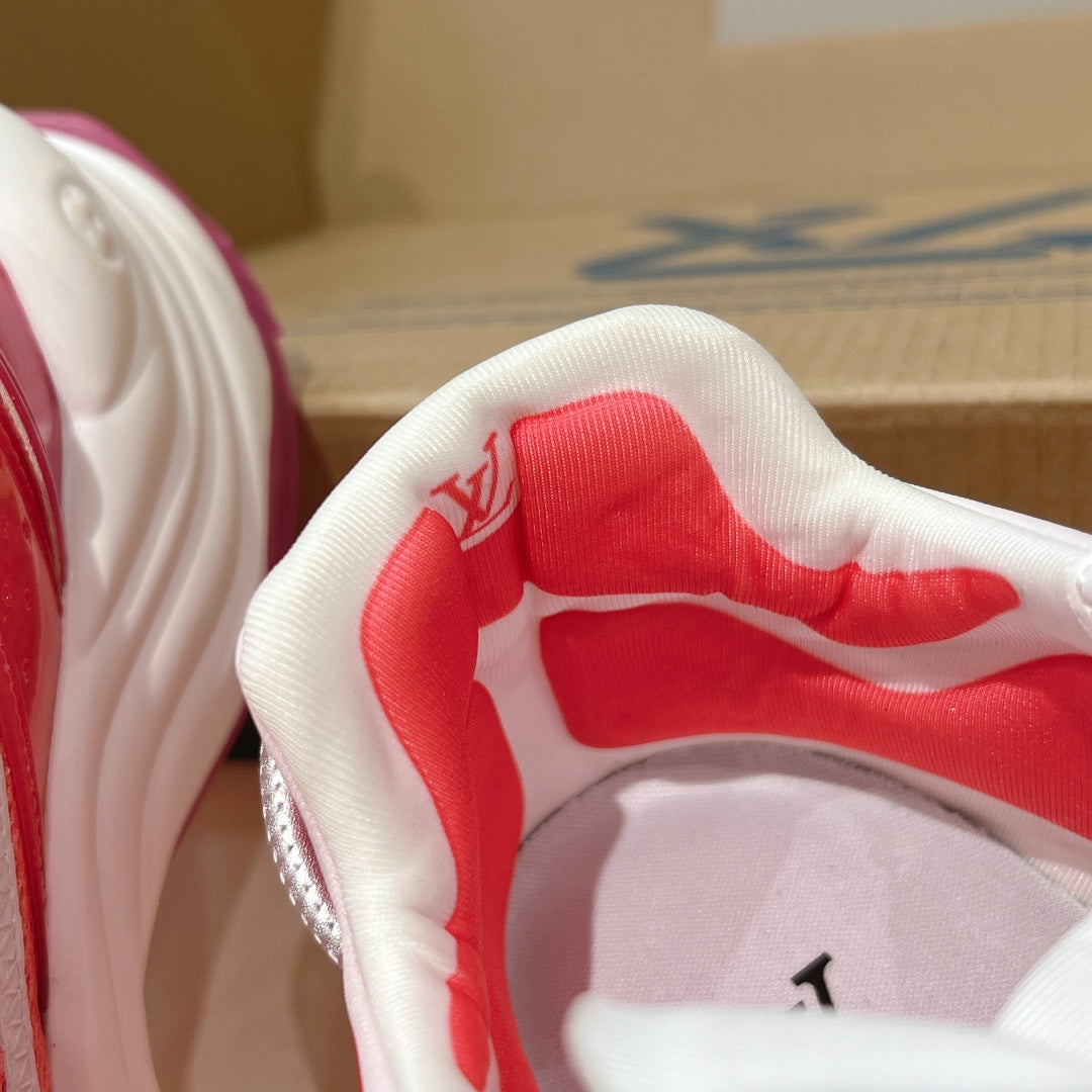 LV Run 55 Sneaker 50MM Red Pastel Monogram Jacquard Fabric