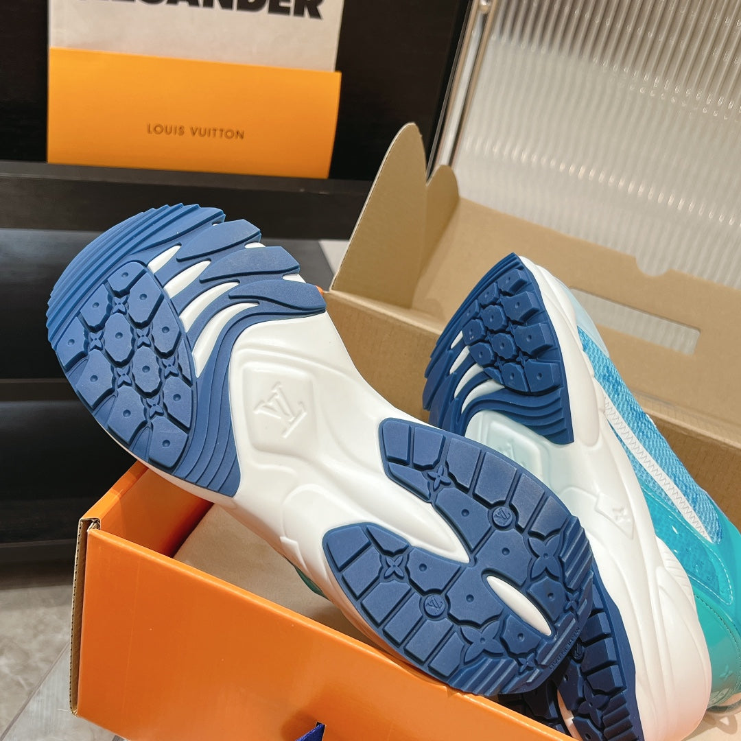 LV Run 55 Sneaker 50MM Light Blue Monogram Jacquard Fabric