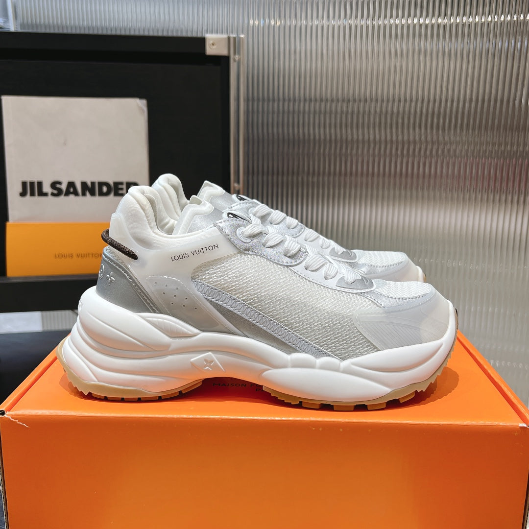 LV Run 55 Sneaker 50MM White Grey Polyester Mesh Fabric