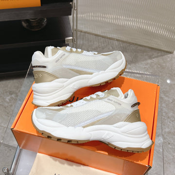 LV Run 55 Sneaker 50MM White Gold Polyester Mesh Fabric
