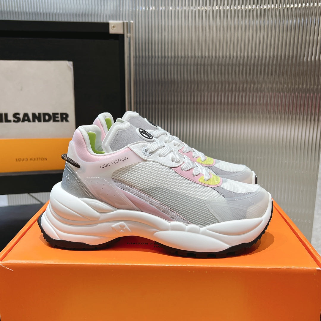 LV Run 55 Sneaker 50MM Grey Pink Polyester Mesh Fabric