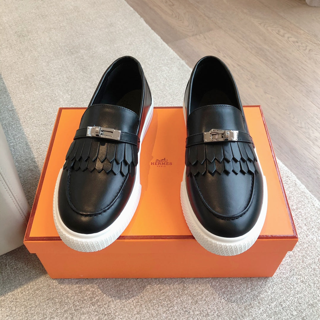 Hm Game Slip-On Sneaker Black With Tassel Calfskin