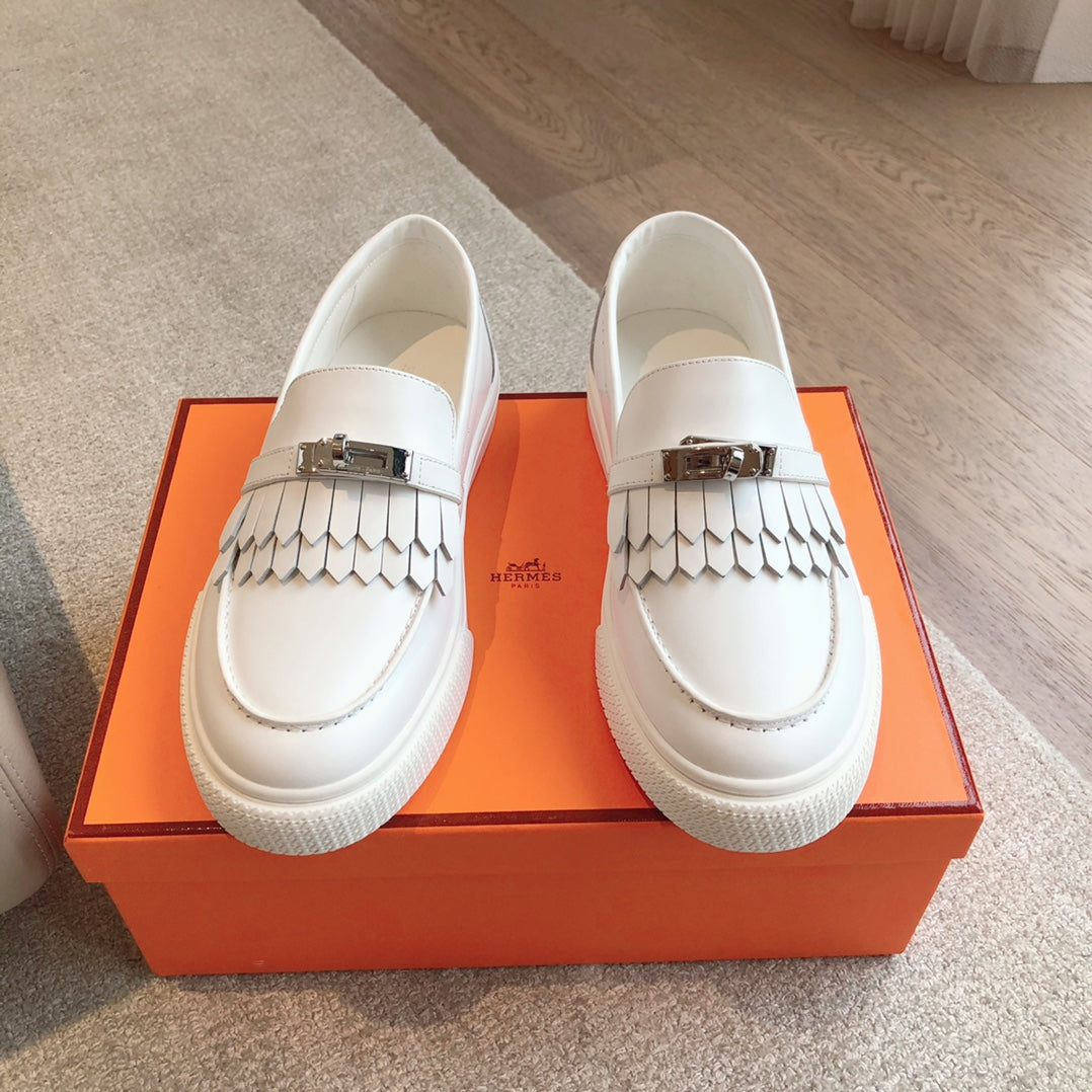 Hm Game Slip-On Sneaker White With Tassel Calfskin