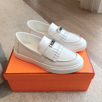 Hm Game Slip-On Sneaker White With Tassel Calfskin