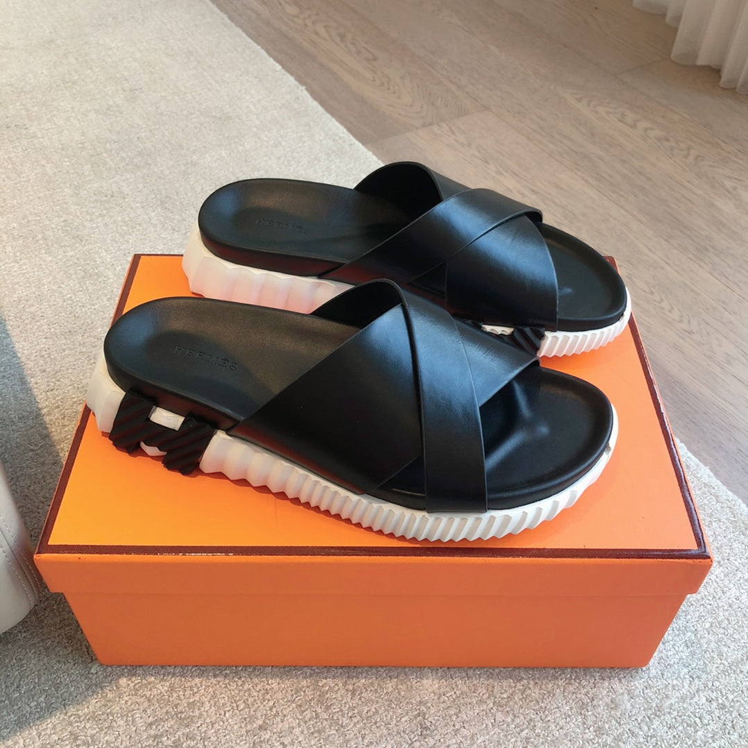 Infra Sandal Black Calfskin