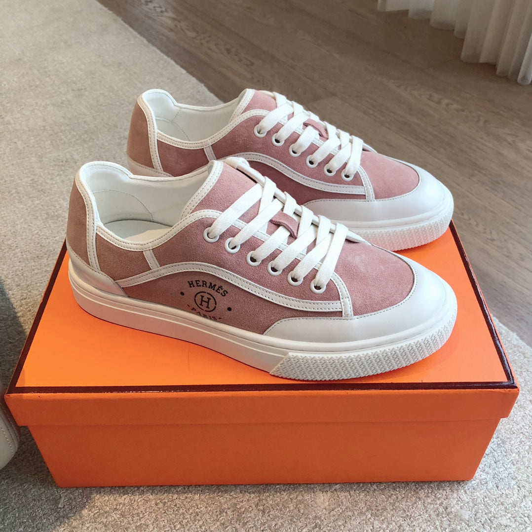 Get Sneaker White Calfskin And Pink Suede