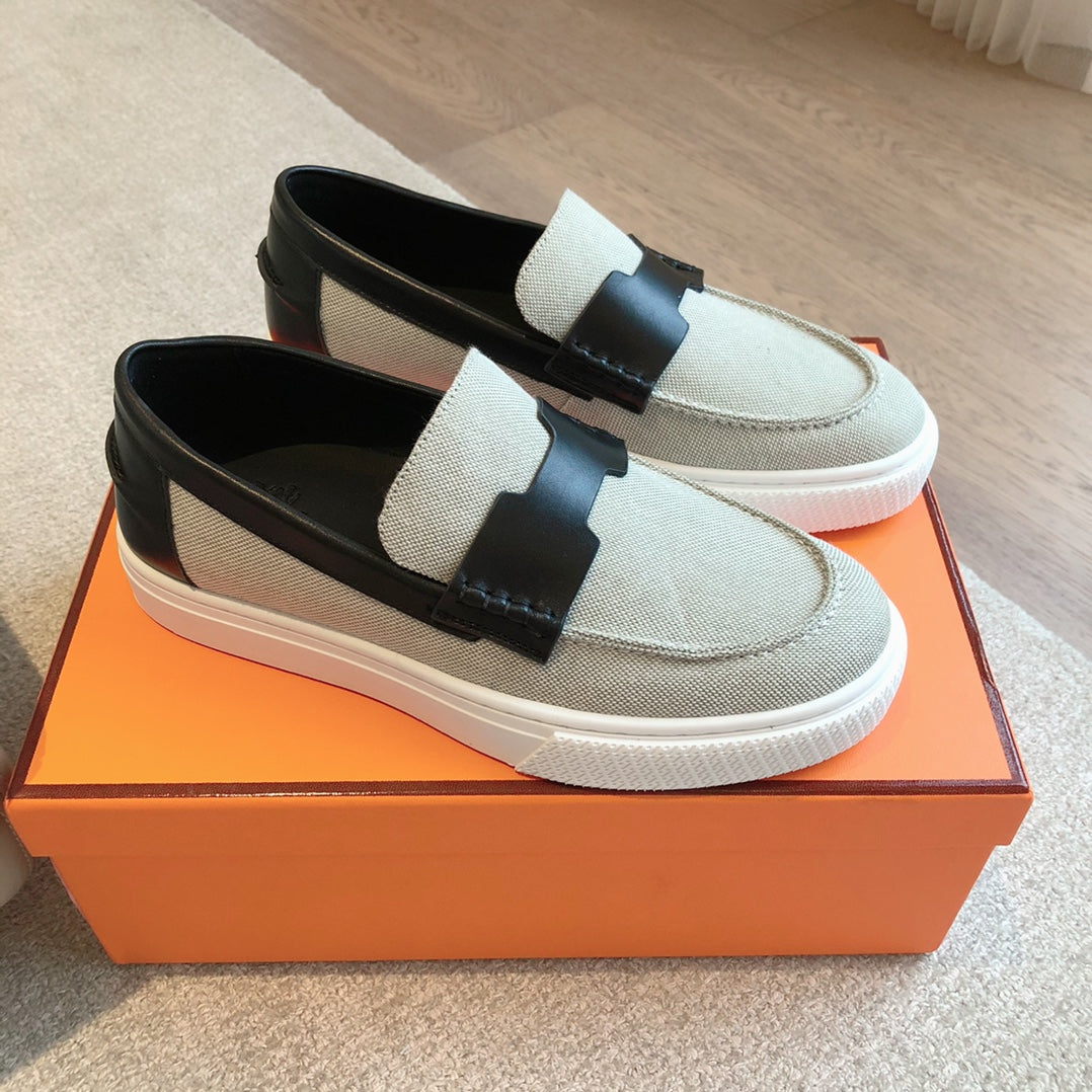 Job Loafer Light Gray Mix Black Calfskin