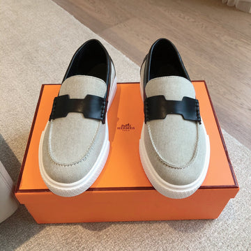 Job Loafer Light Gray Mix Black Calfskin