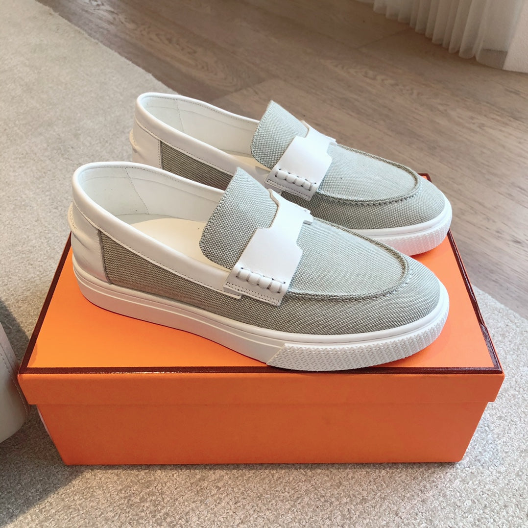 Job Loafer Light Gray Mix White Calfskin