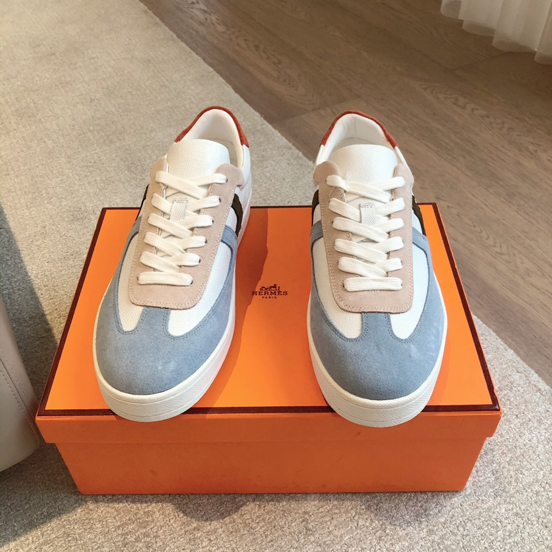 Hm Boomerang Sneaker Stone Suede And White Calfskin