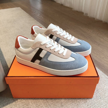 Hm Boomerang Sneaker Stone Suede And White Calfskin