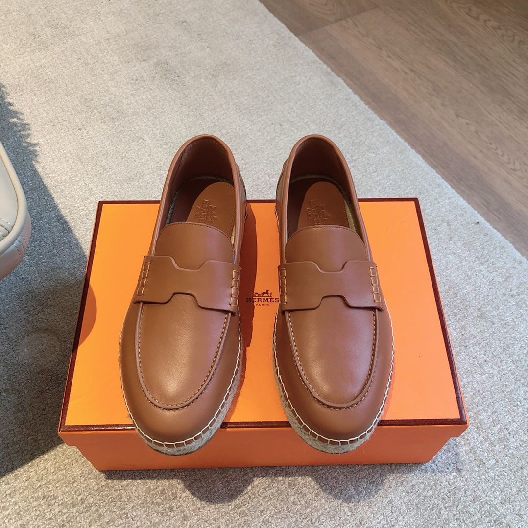 Hm Trip Espadrille Brown Calfskin
