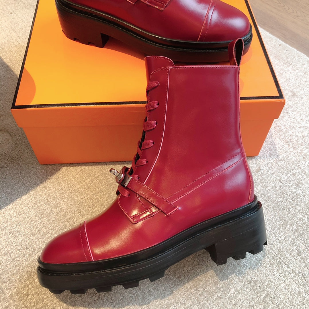 Hm Funk Ankle Boot Dark Red Calfskin
