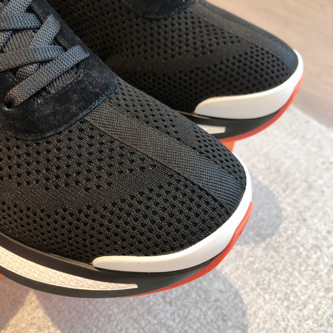 Hm Heros Sneaker In Black White Mix Brown Orange Calfskin And Mesh Fabric 970868