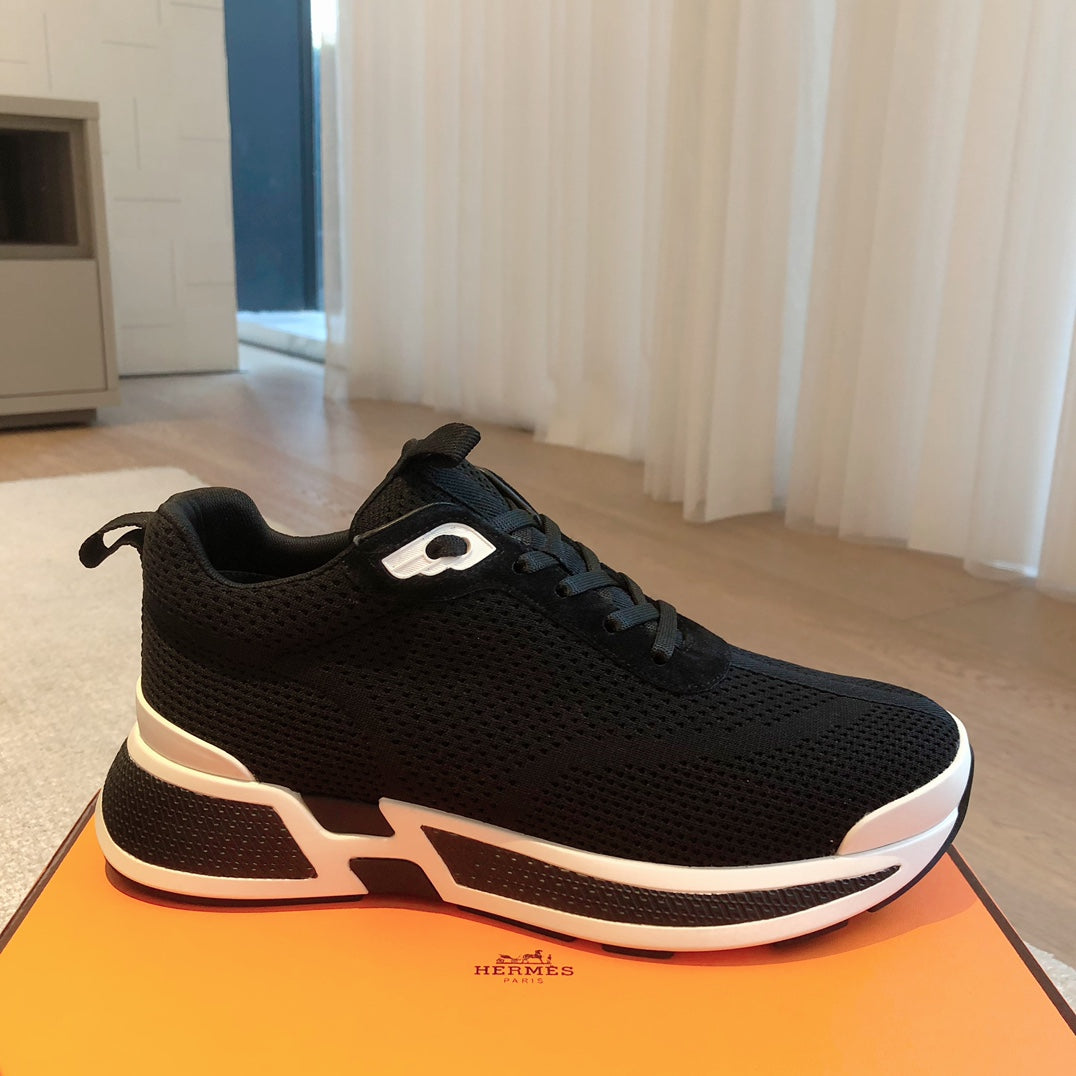 Hm Heros Sneaker In Black Mix White Calfskin And Mesh Fabric 970870