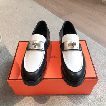Hm 25 Kelly Loafer White Black Cowhide 353506