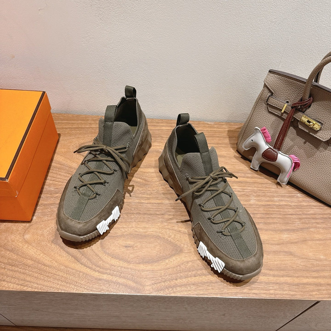 Hm Sneakers Slip-On Lift Moss Green Fabrics 329547