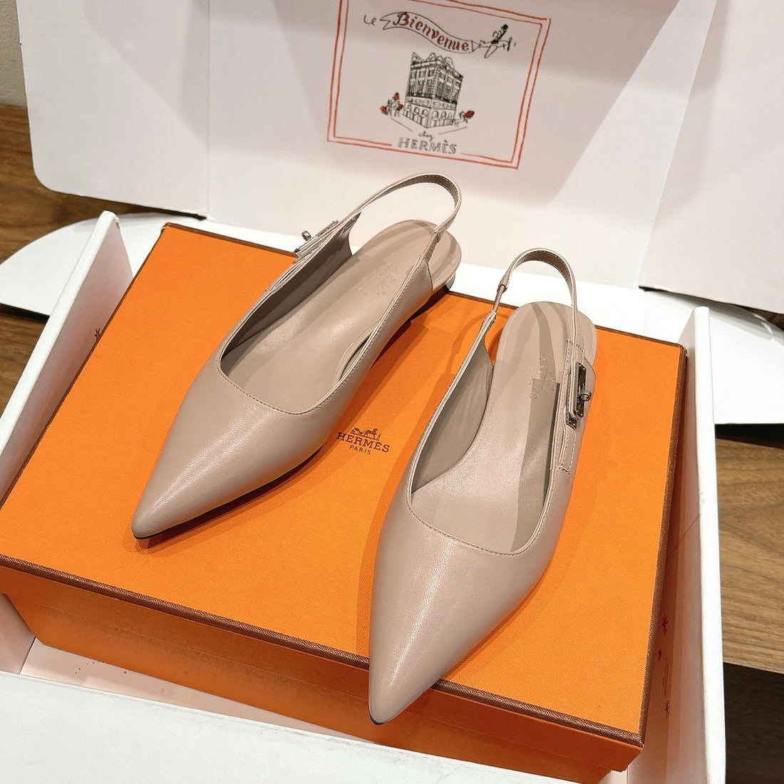 Hm Lover Pump 40MM Beige Galet Calfskin 429022