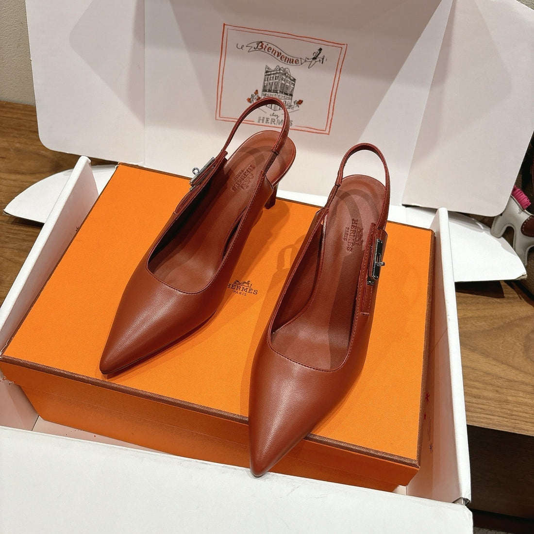 Hm Lover Pump 80MM Brown Calfskin 429024