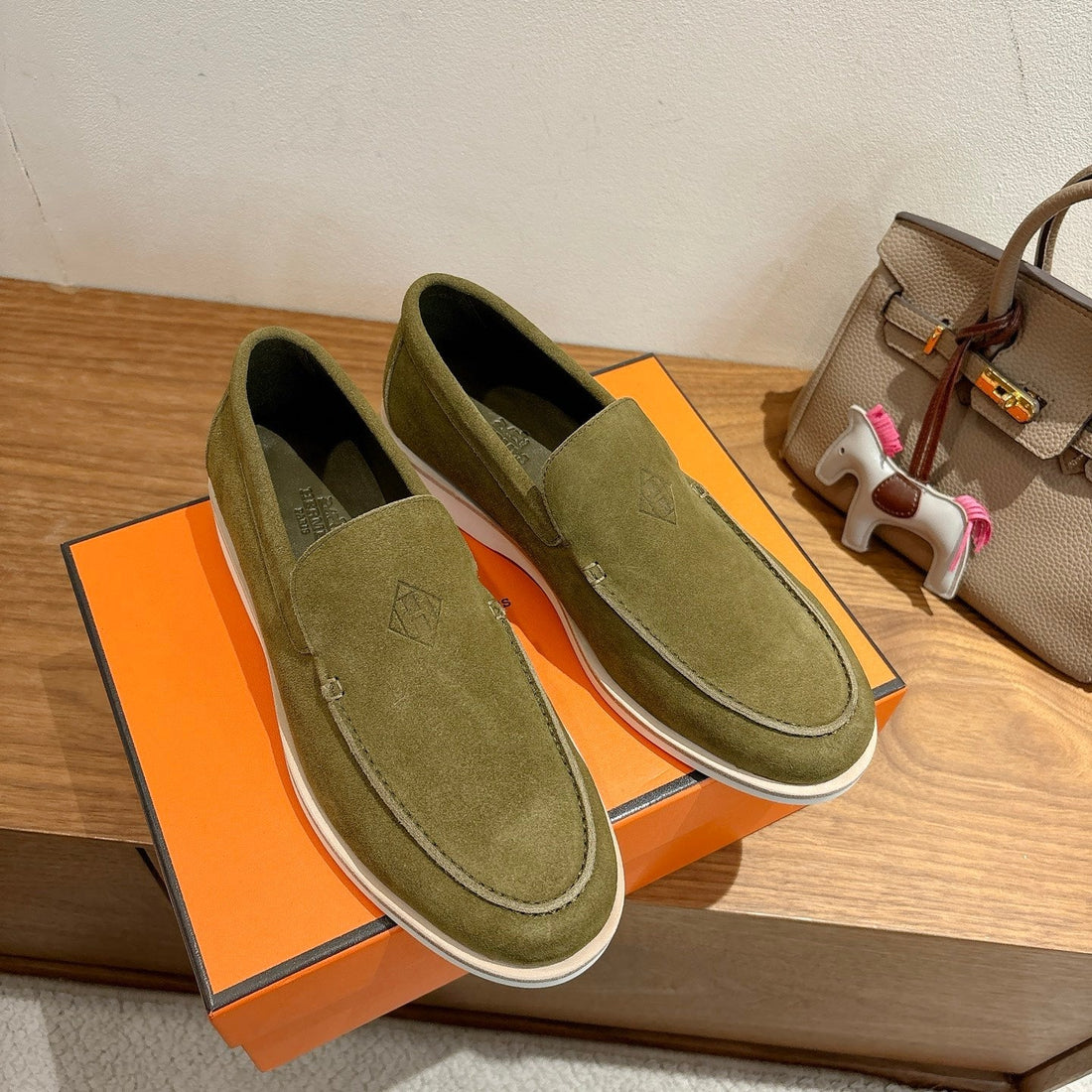 Hm Impact Loafers Olive Green Suede 526169