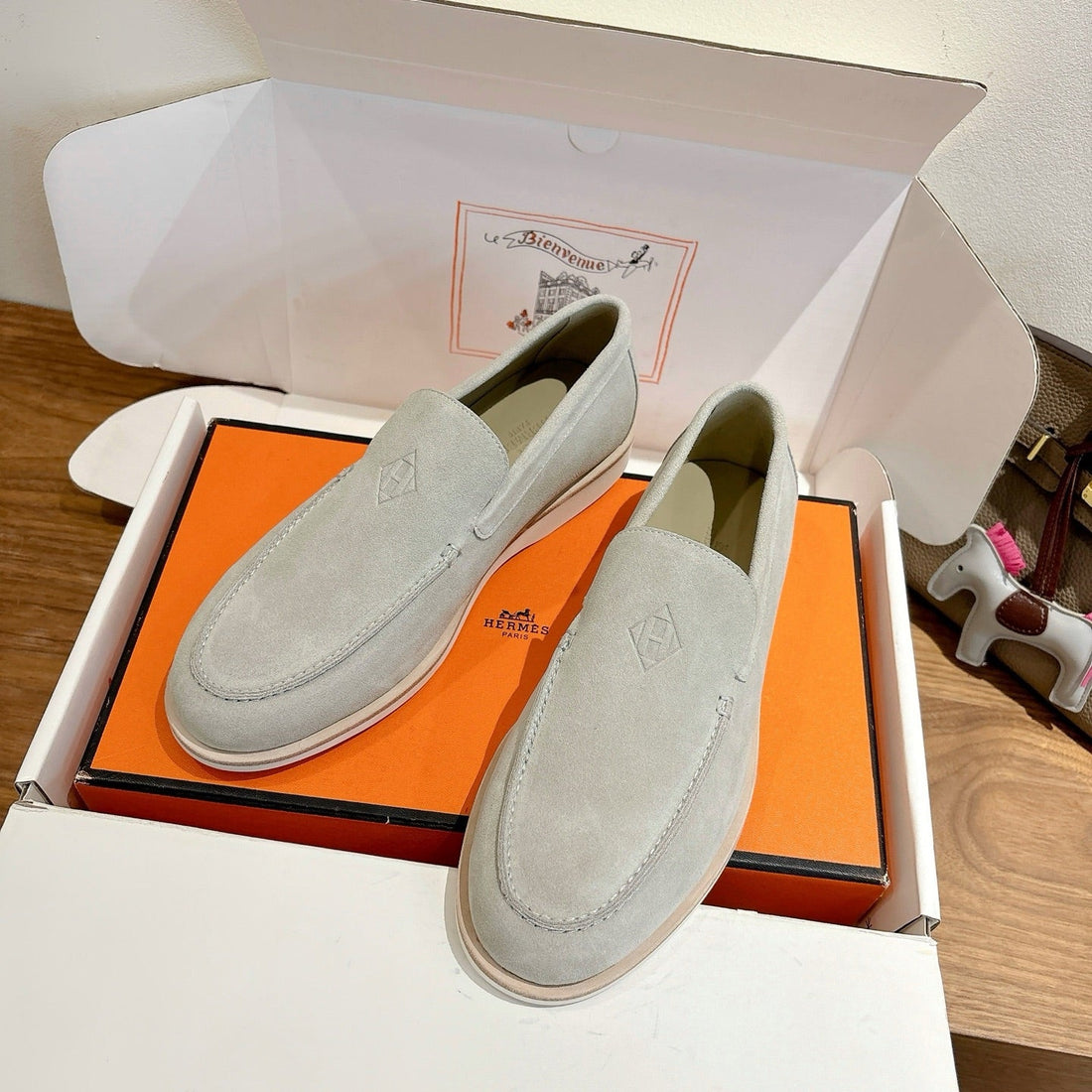 Hm Impact Loafers Light Grey Suede 526170