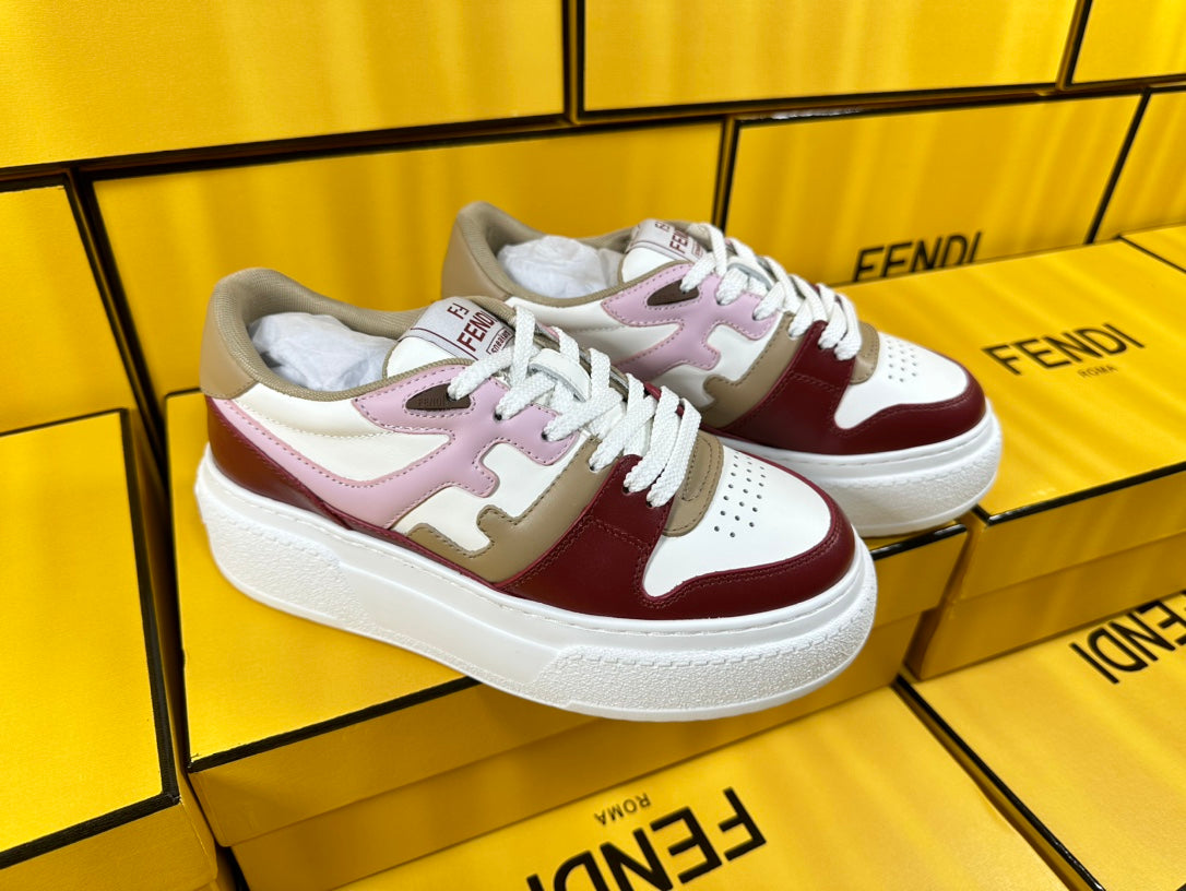 Fendi Thick-Solded Sneaker In Colorful Lambskin