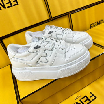 Fendi Thick-Solded Sneaker In White Lambskin