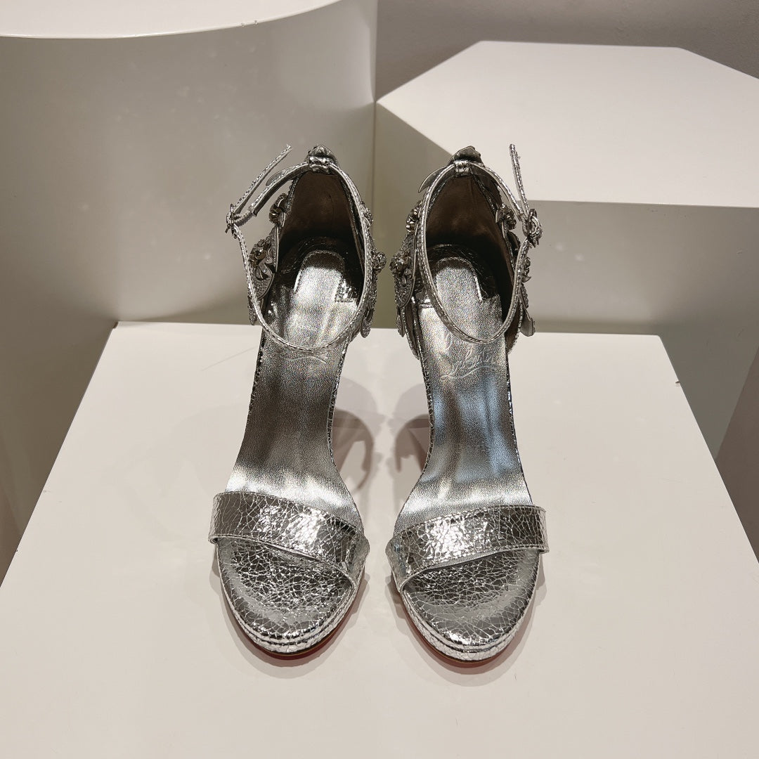 Cl Fabric Pampillas Sandals Sliver Sheepskin 314919