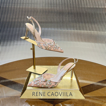 Rc 25 Butterfly Flower Thick Heel Pink Sheepskin 242923