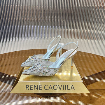 Rc 25 Butterfly Flower Thick Heel White Sheepskin 242924