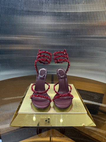 Rc 25C Crystal Diamond Sandals Red Sheepskin Rhinestone 275779