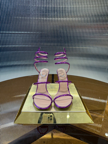 Rc 25C Snake-Shaped Sandals 9.5cm Purple Sheepskin 310628