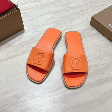 Cl 25 Slippers Oranger Top Layer High Gloss Calfskin 307498